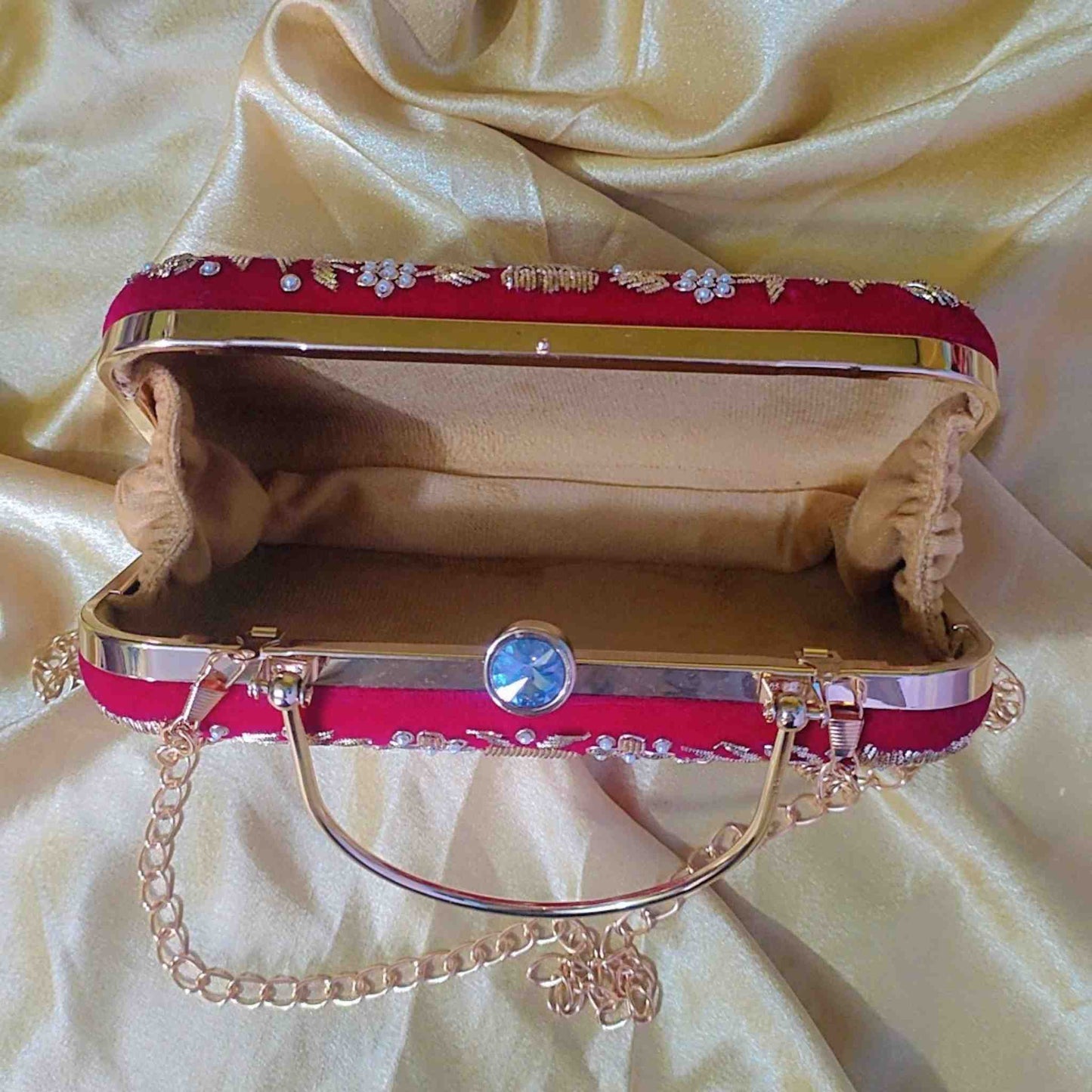Customized Pink Embroidery Clutch with "Prashant" | Gold Accents