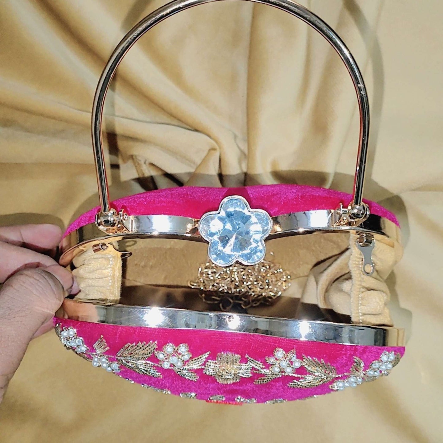 Pink Customised Couple Name Heart Clutch