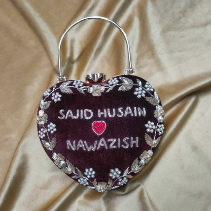 Couple Name Heart Clutch