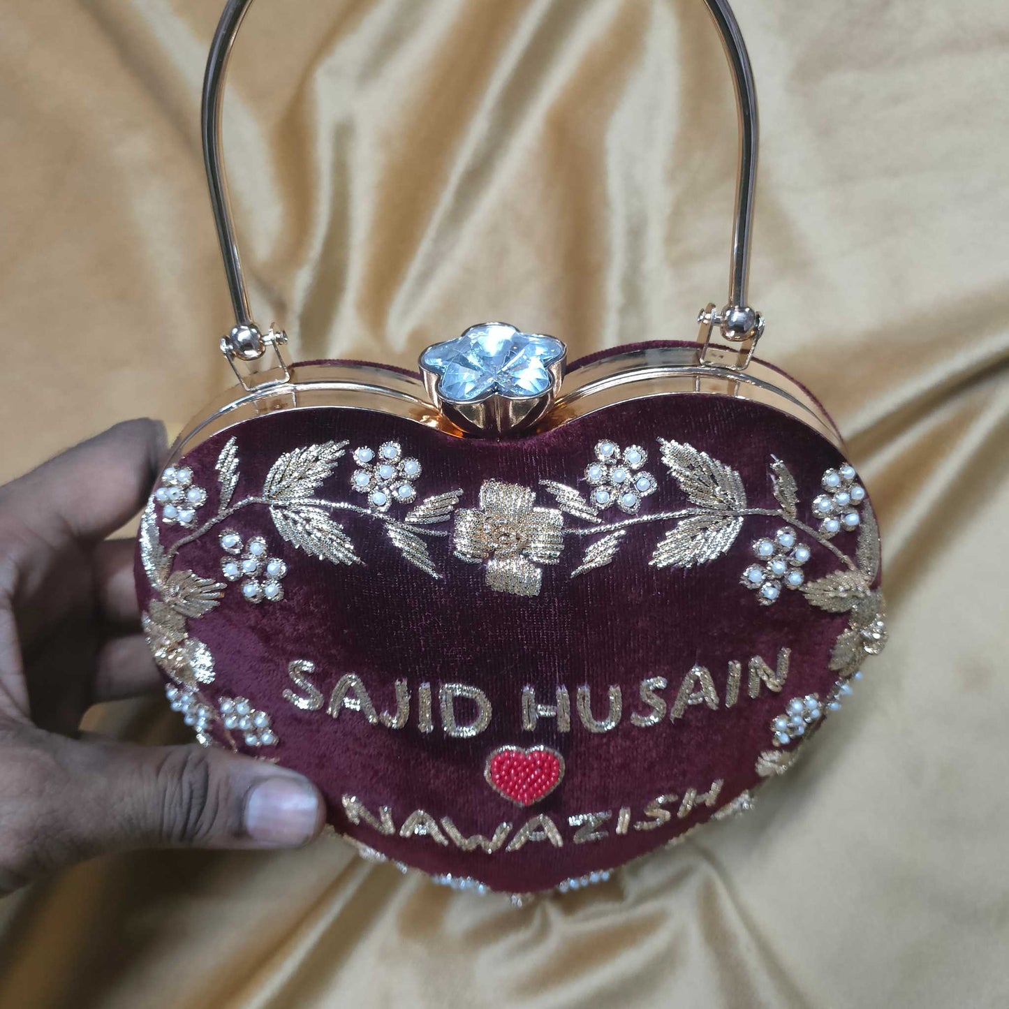 Couple Name Heart Clutch