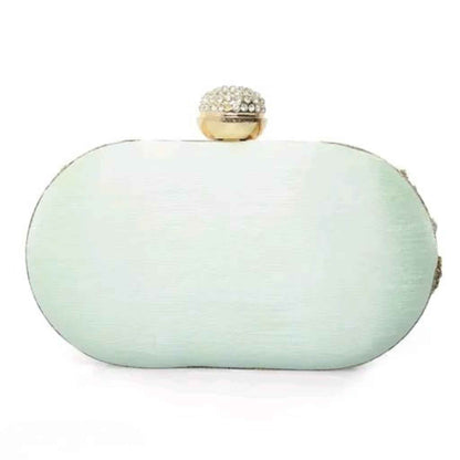 Mint Green Embroidered Party Clutch