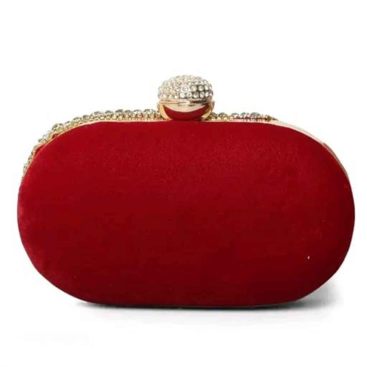 Red Velvet Crystal Studded Party Clutch